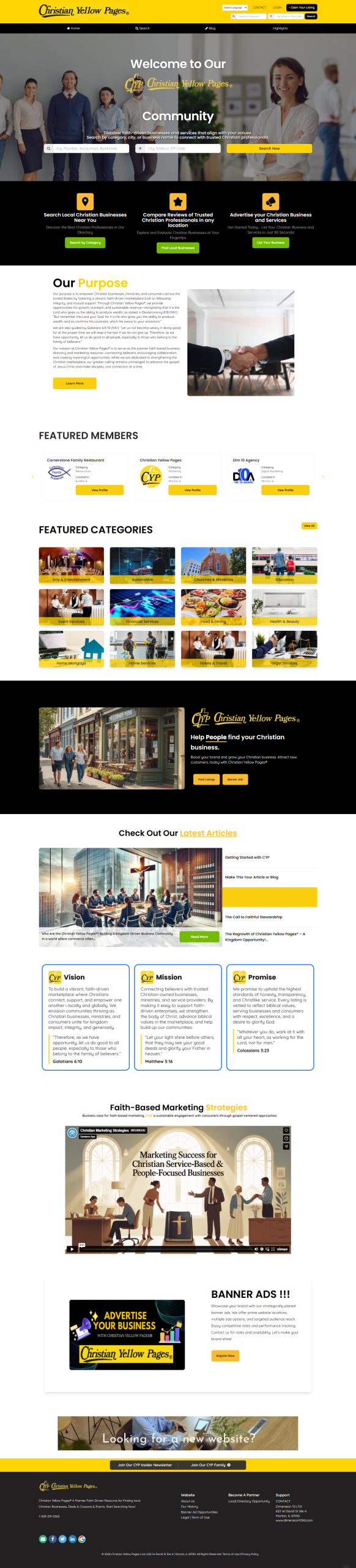 Christin Yellow Pages Brilliant Directories Website Home Page