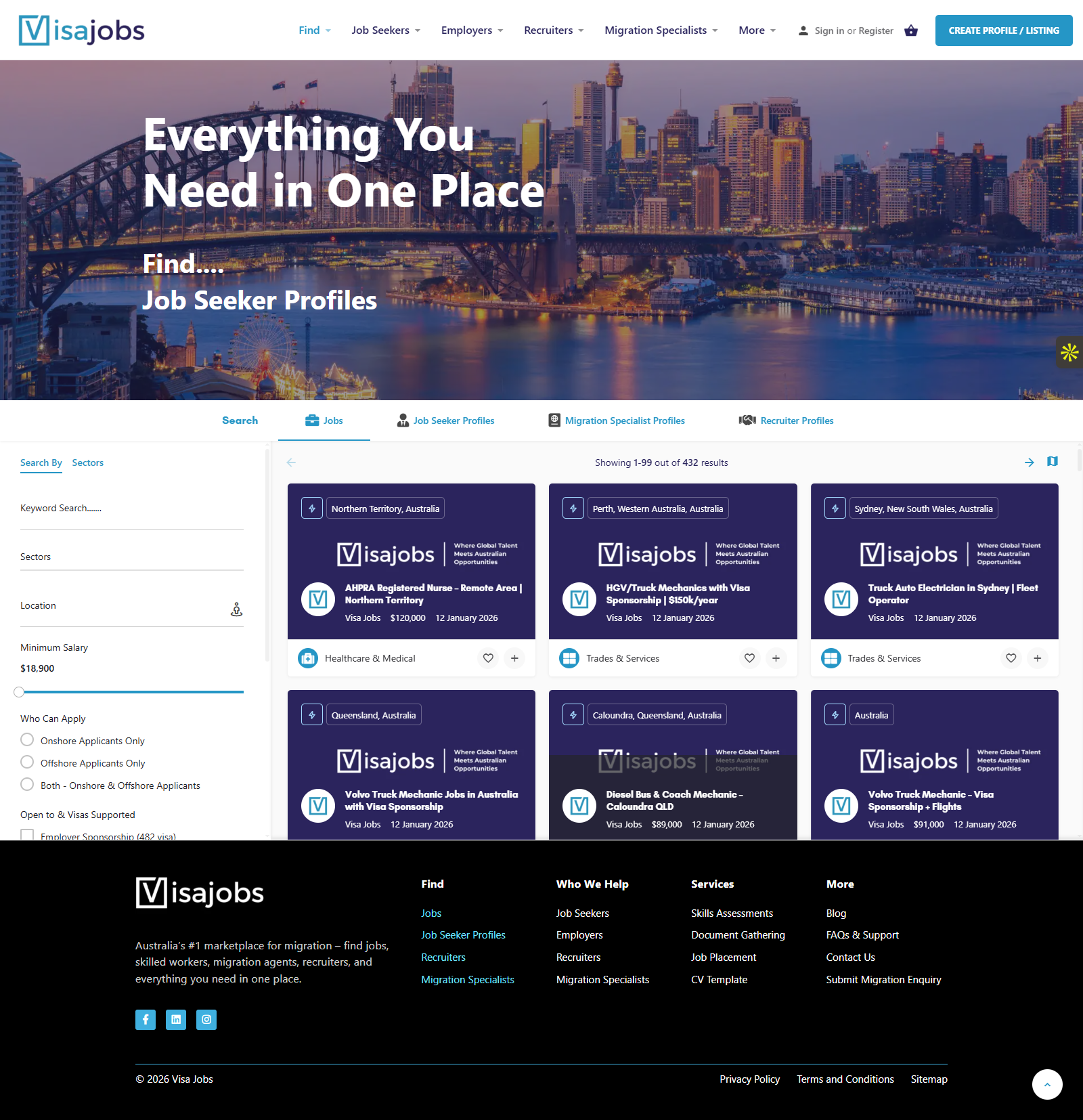 Visajobs Australia Jobs Search Results Page